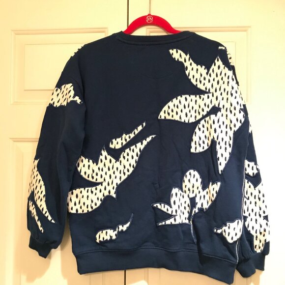FatFace Women's Blue Alex Textured Leaves Crew Sweatshirt- Size 4, NWOT - Picture 4 of 5